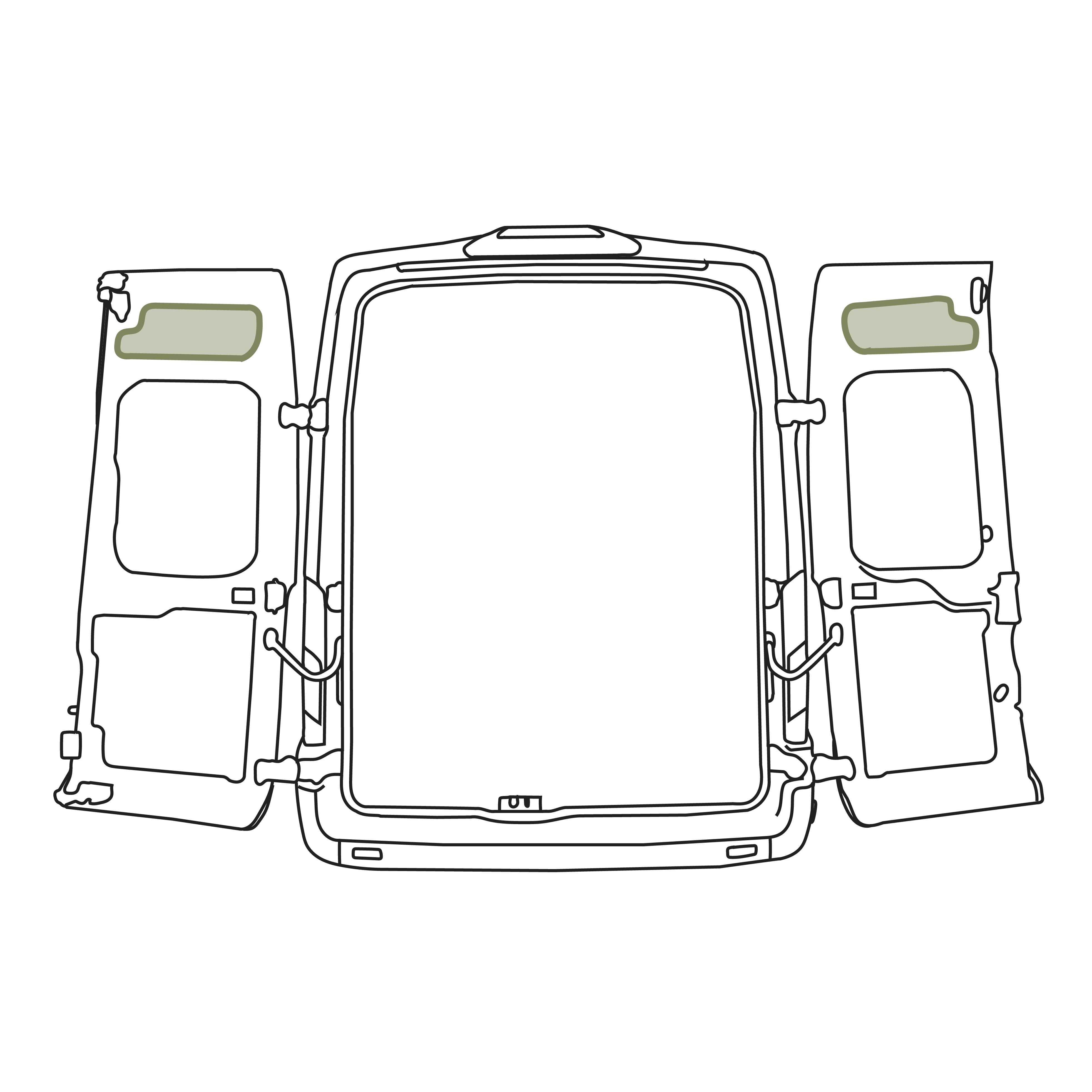 VanEssential Ford Transit Upper Rear Door Storage Panels (Pair)