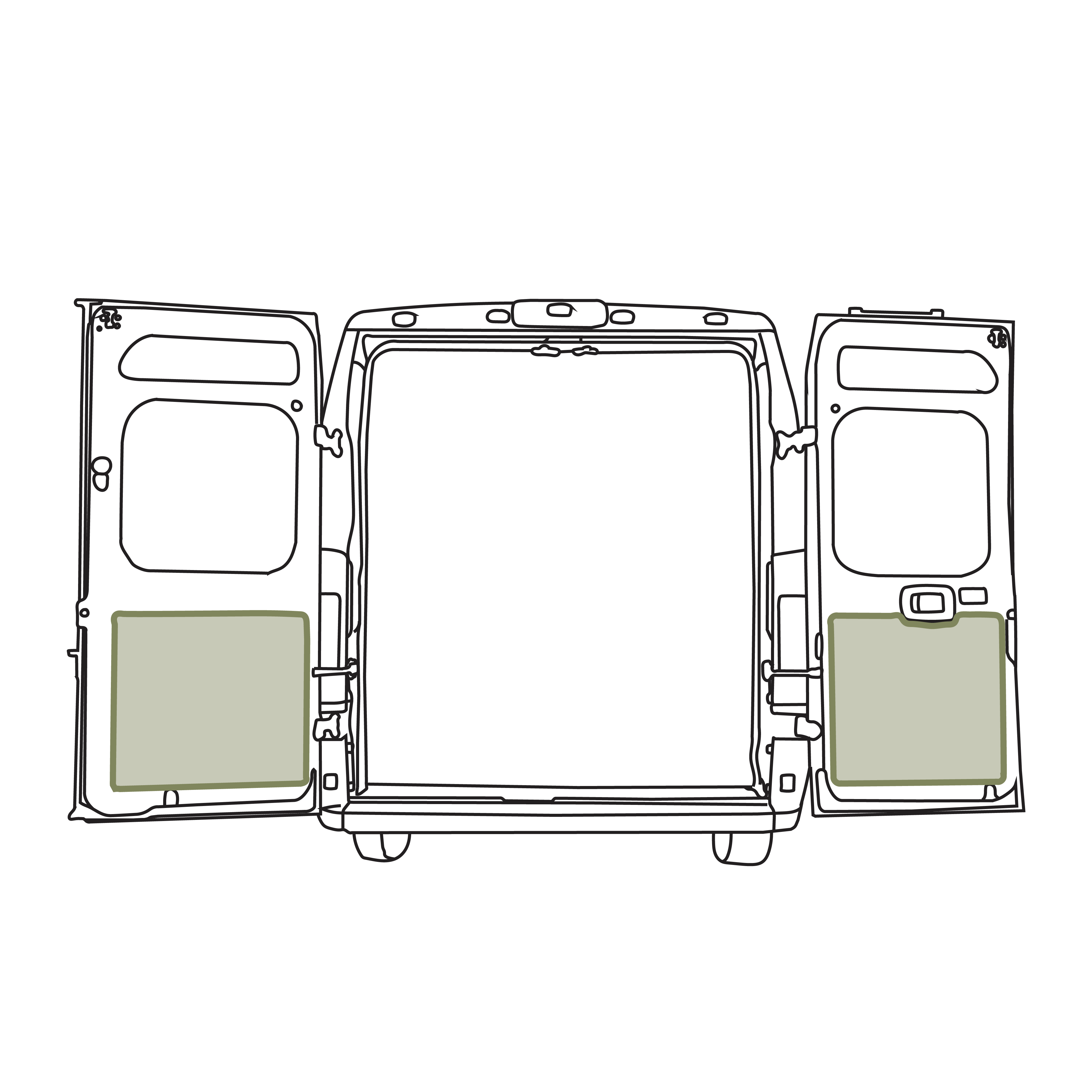 VanEssential Ram Promaster Lower Rear Door Storage Panels (Rear)