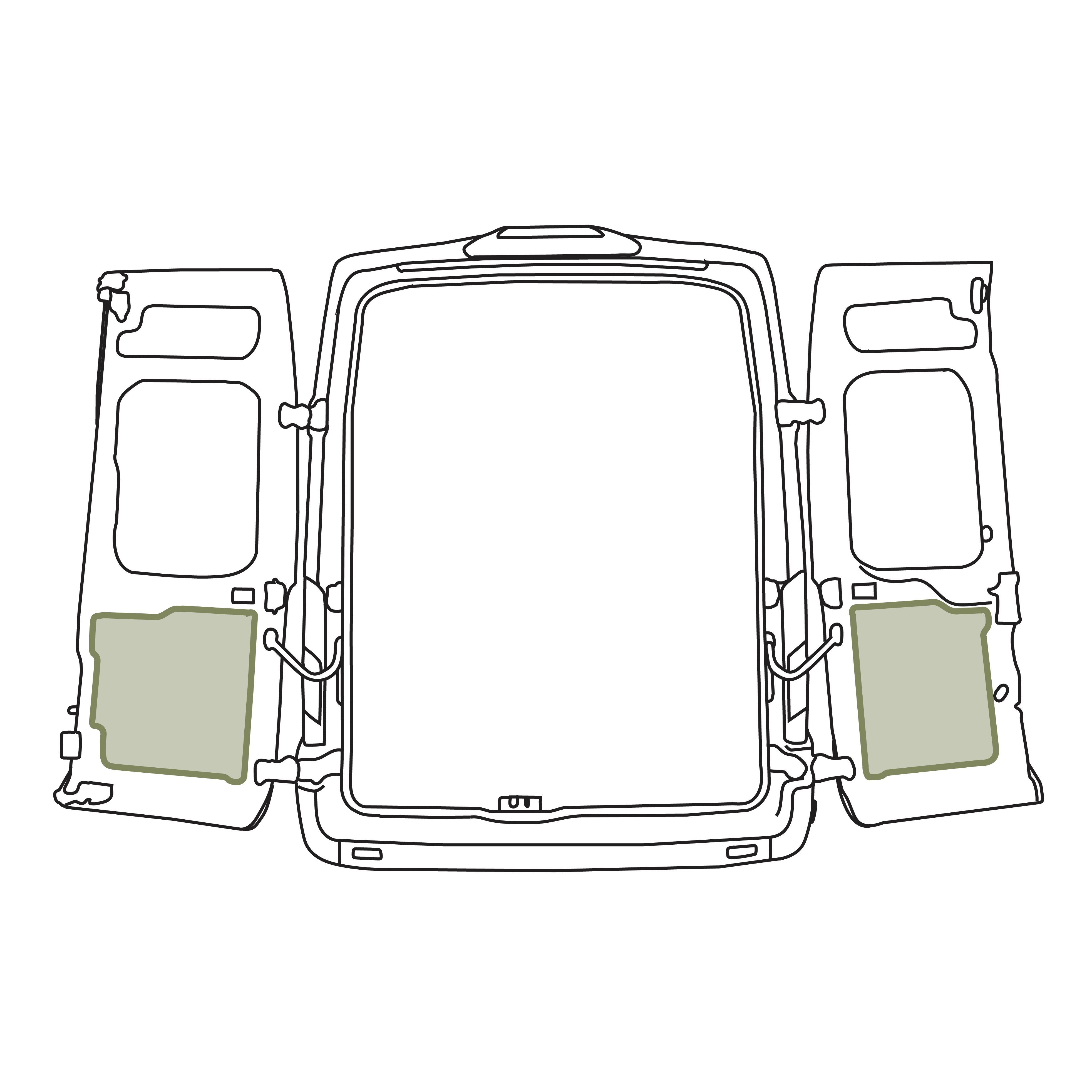 VanEssential Ford Transit Lower Rear Door Storage Panels (Pair)