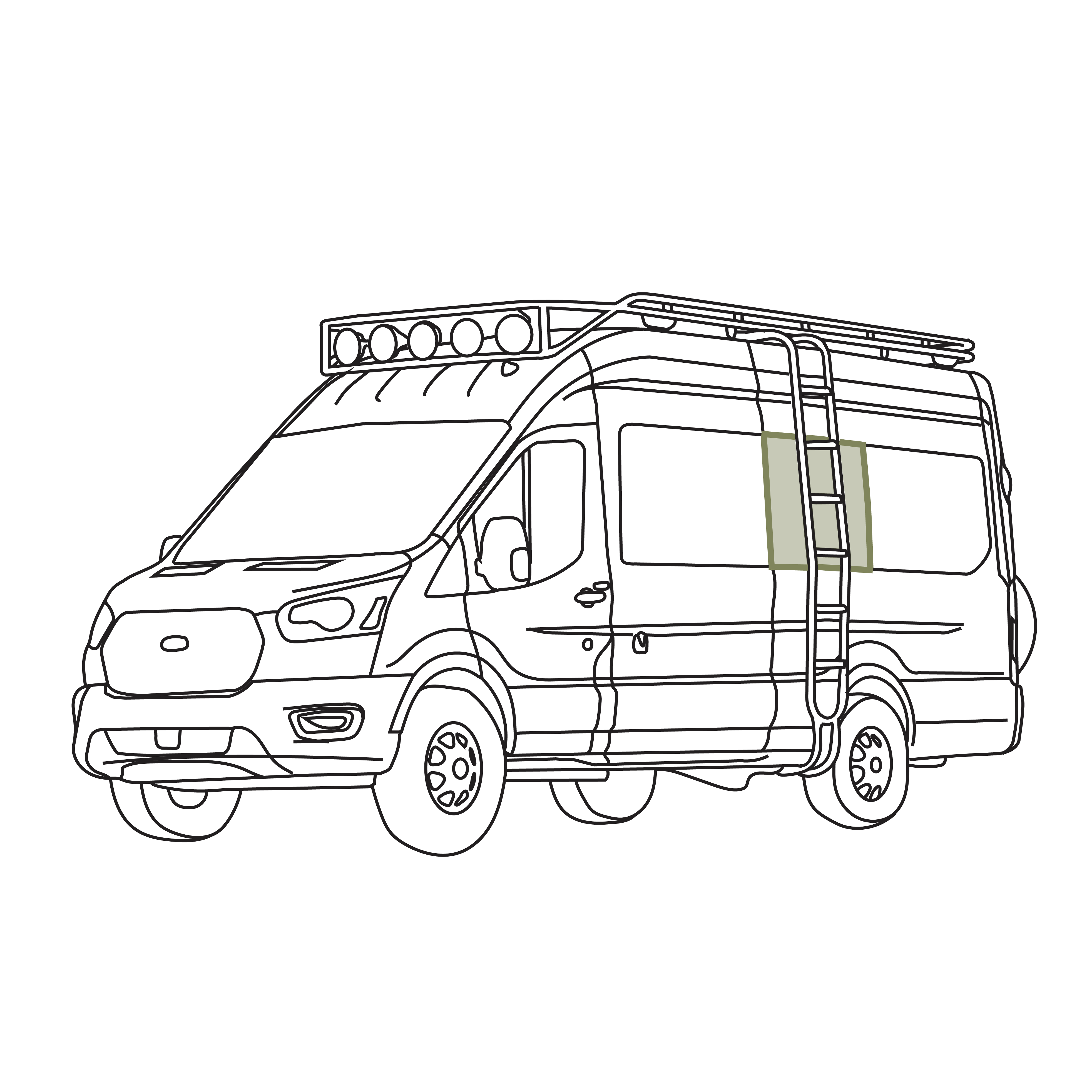 VanEssential Ford Transit Stealth Middle Window Cover (Factory Plastic Trim)