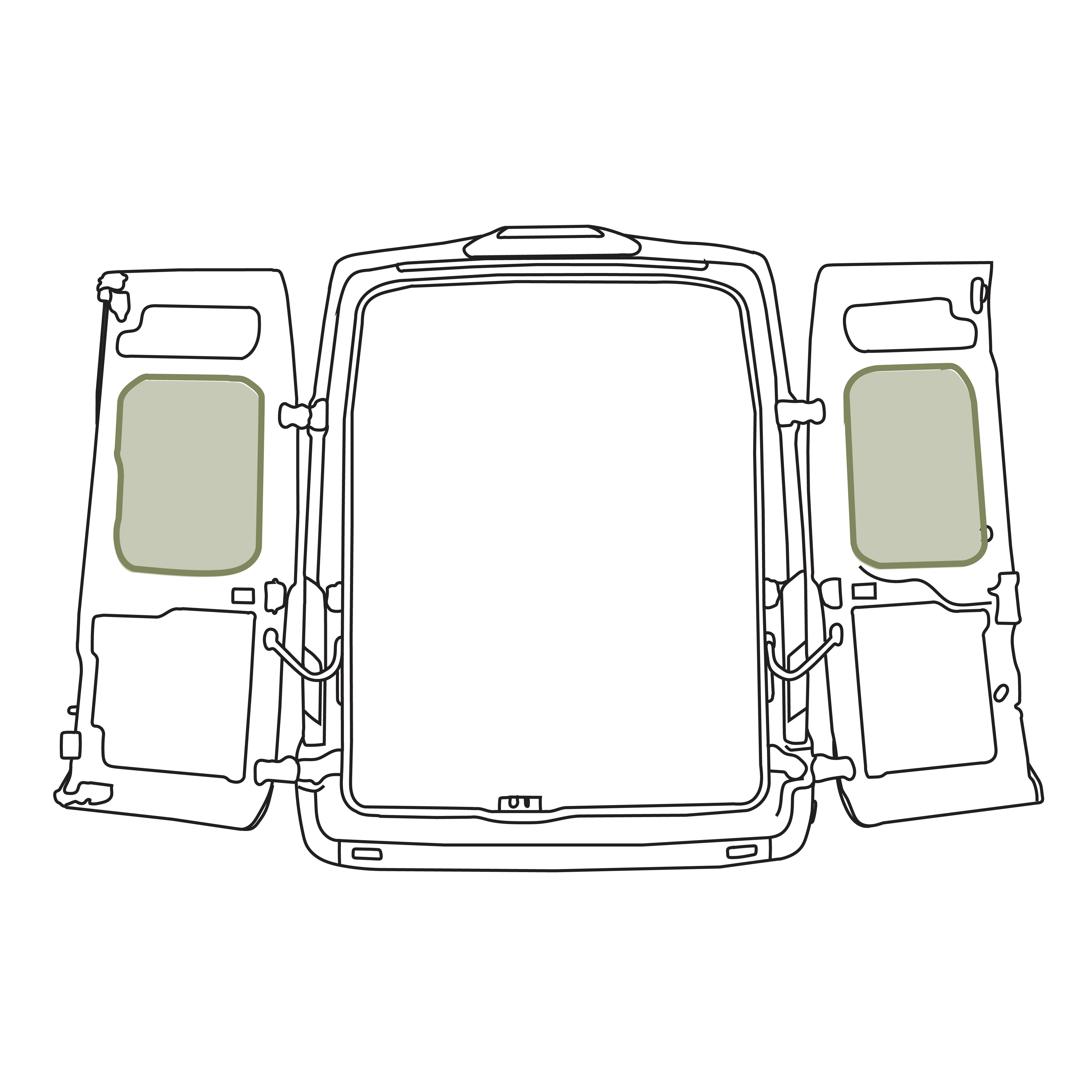 VanEssential Ford Transit Middle Rear Door Storage Panels (Pair)