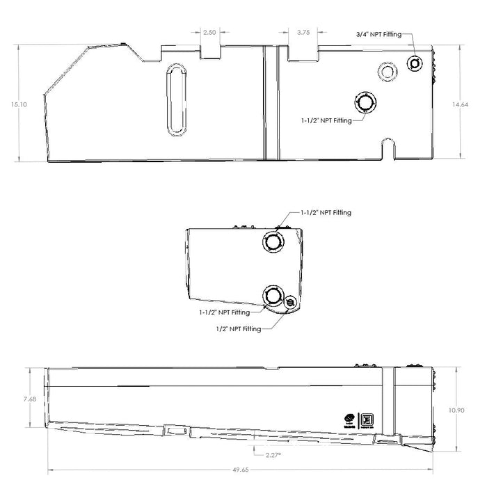 S&B Filters 22 Gallon Undercarriage Fresh/Grey Water Tank - Driver Side - 2015+ Ford Transit 148" & 148"EXT (10-3016)