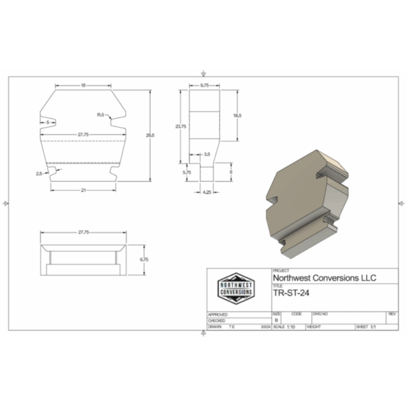 Northwest Conversions 24 Gallon Ford Transit Spare Tire Tank