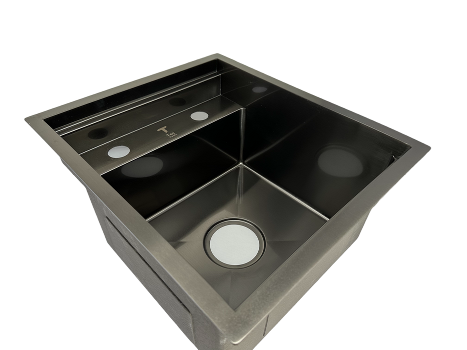 Space-Saving Camper Van/Truck RV Sink - Black Stainless Steel with Hideaway Faucet