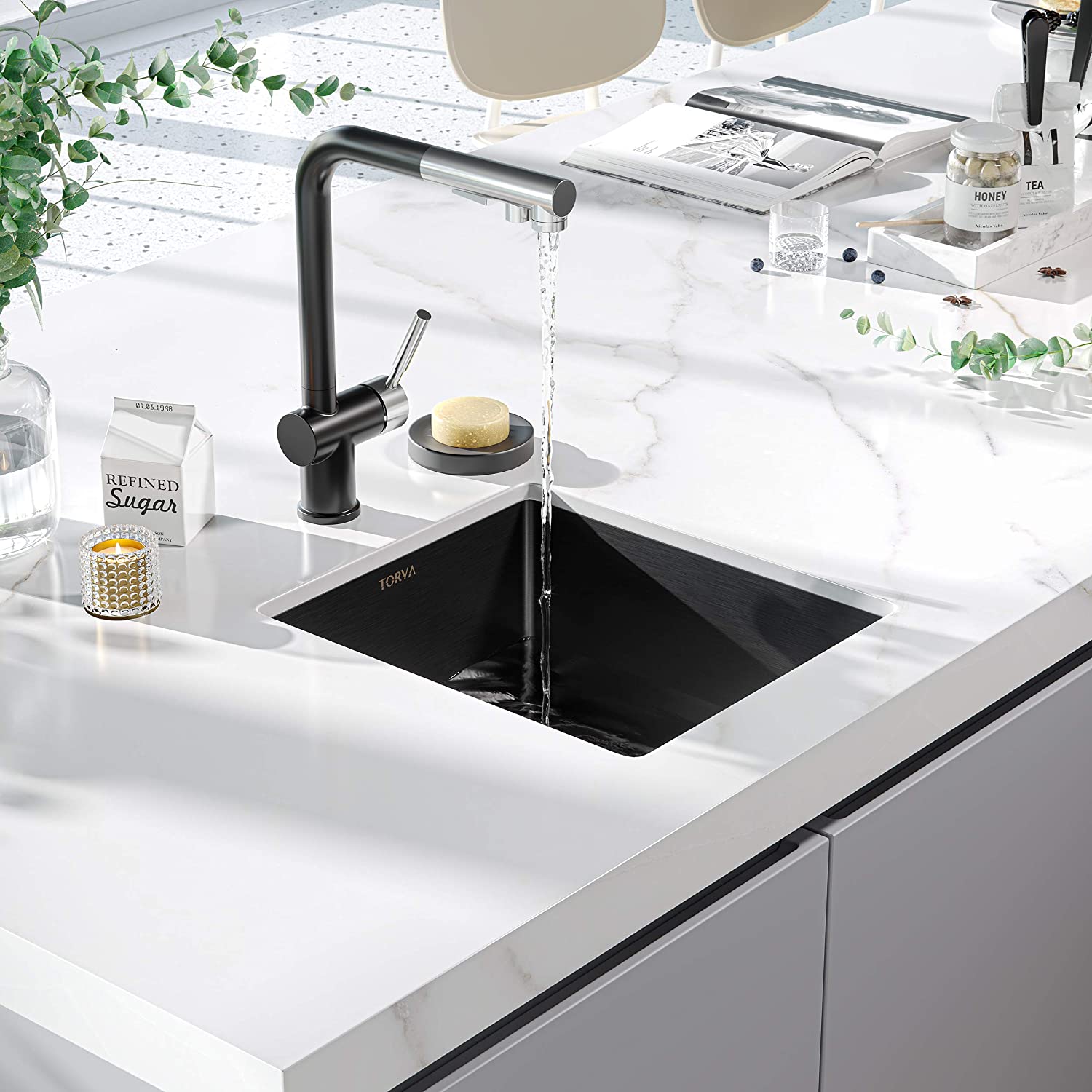 TORVA 14-inch Undermount Sink – Black Stainless Steel
