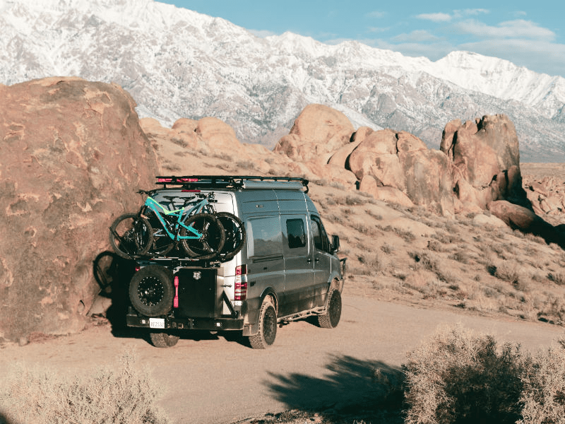 Mercedes Sprinter (2007+) Rear Bumper With Swing Arms (From Rear with Bikes) - Campervan HQ