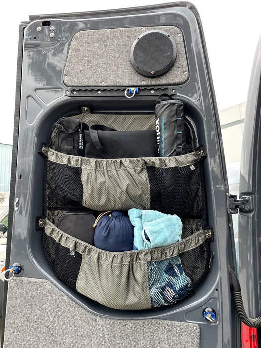 RB Components 2019+ Sprinter Van Fabric - Rear Door Window Multi Compartment Stuff Bag
