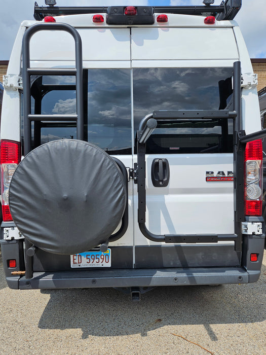 Rover Vans Tire Carrier & Ladder Combo for Ram ProMaster - Drill Through Version