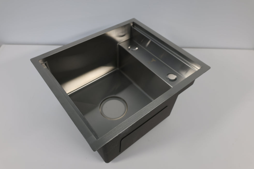Space-Saving Camper Van/Truck RV Sink - Black Stainless Steel with Hideaway Faucet