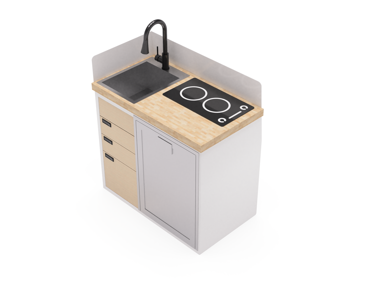 Virtus Vans 2019+ Mercedes Sprinter 40" Kitchen Cabinet with Sink & Induction Cooktop