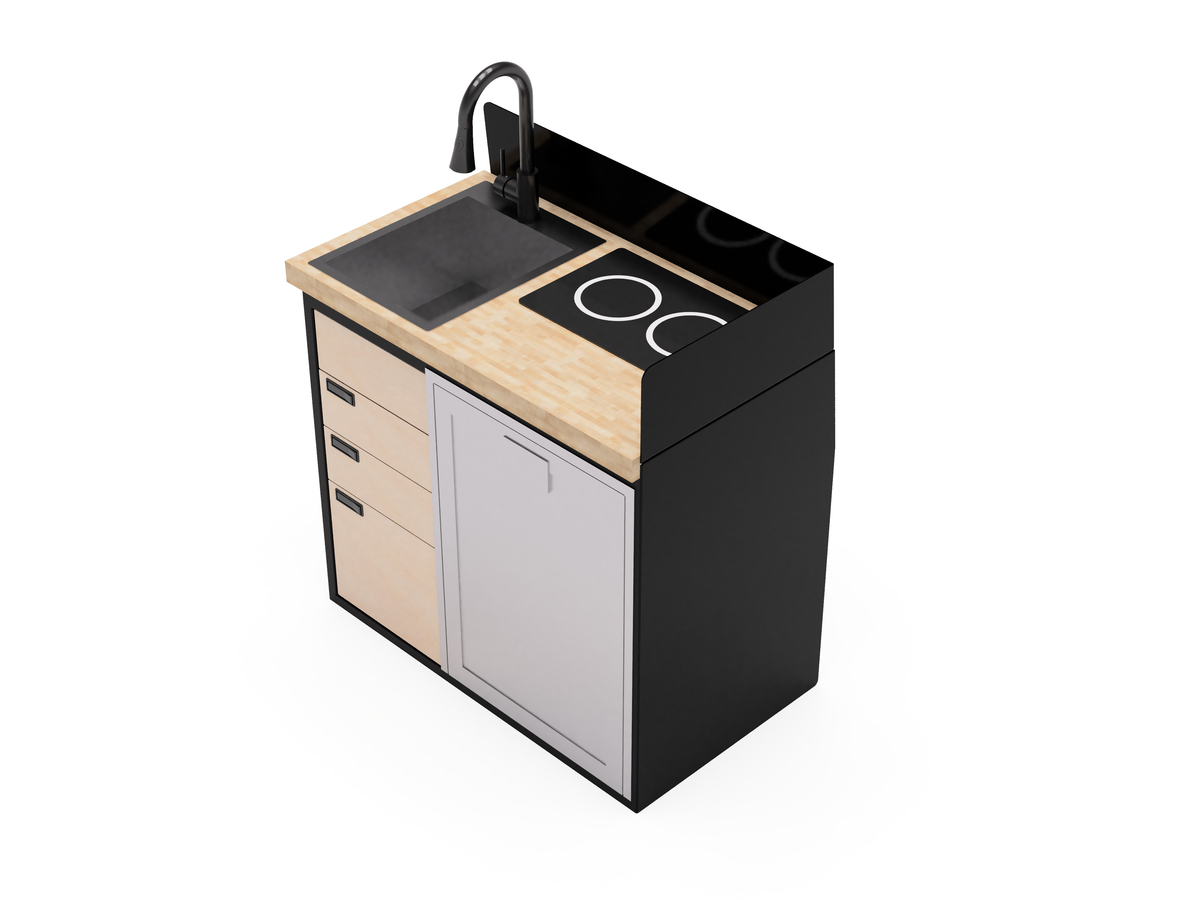 Virtus Vans 2019+ Mercedes Sprinter 40" Kitchen Cabinet with Sink & Induction Cooktop