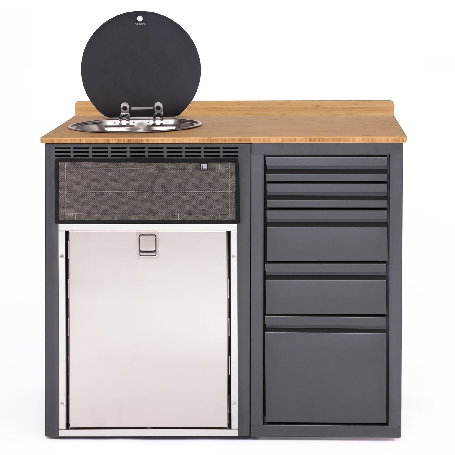 RB Components 42in Galley - Isotherm 85 Fridge Base Cabinet - Drawer System