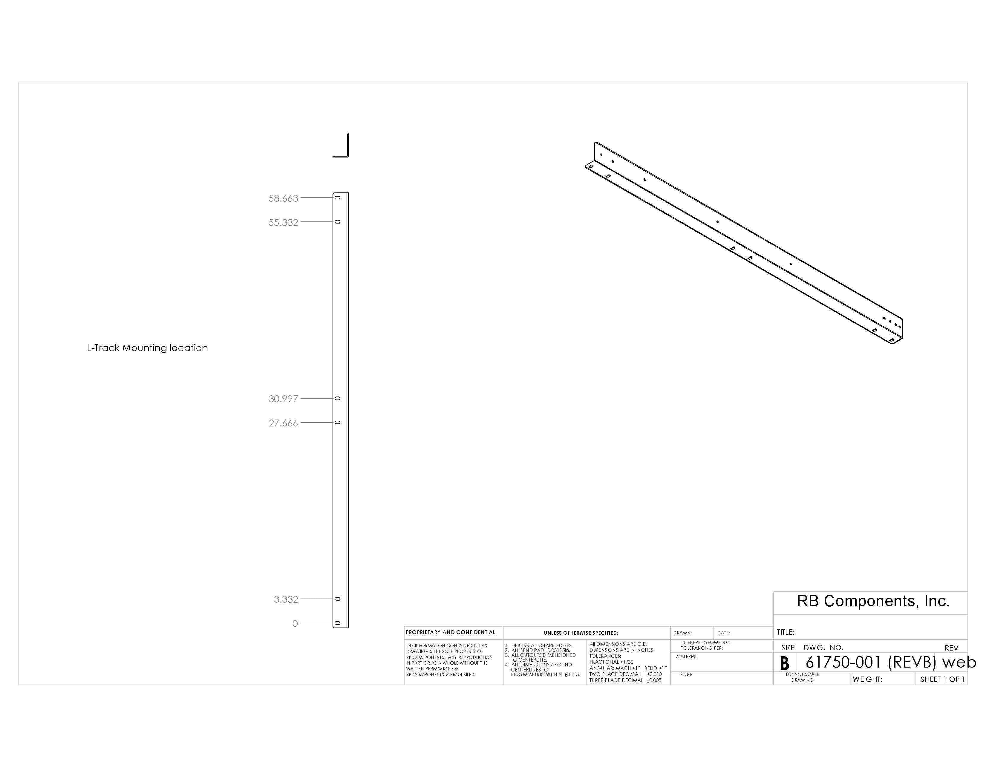 RB Components 60" DIY Slide Tray Kit