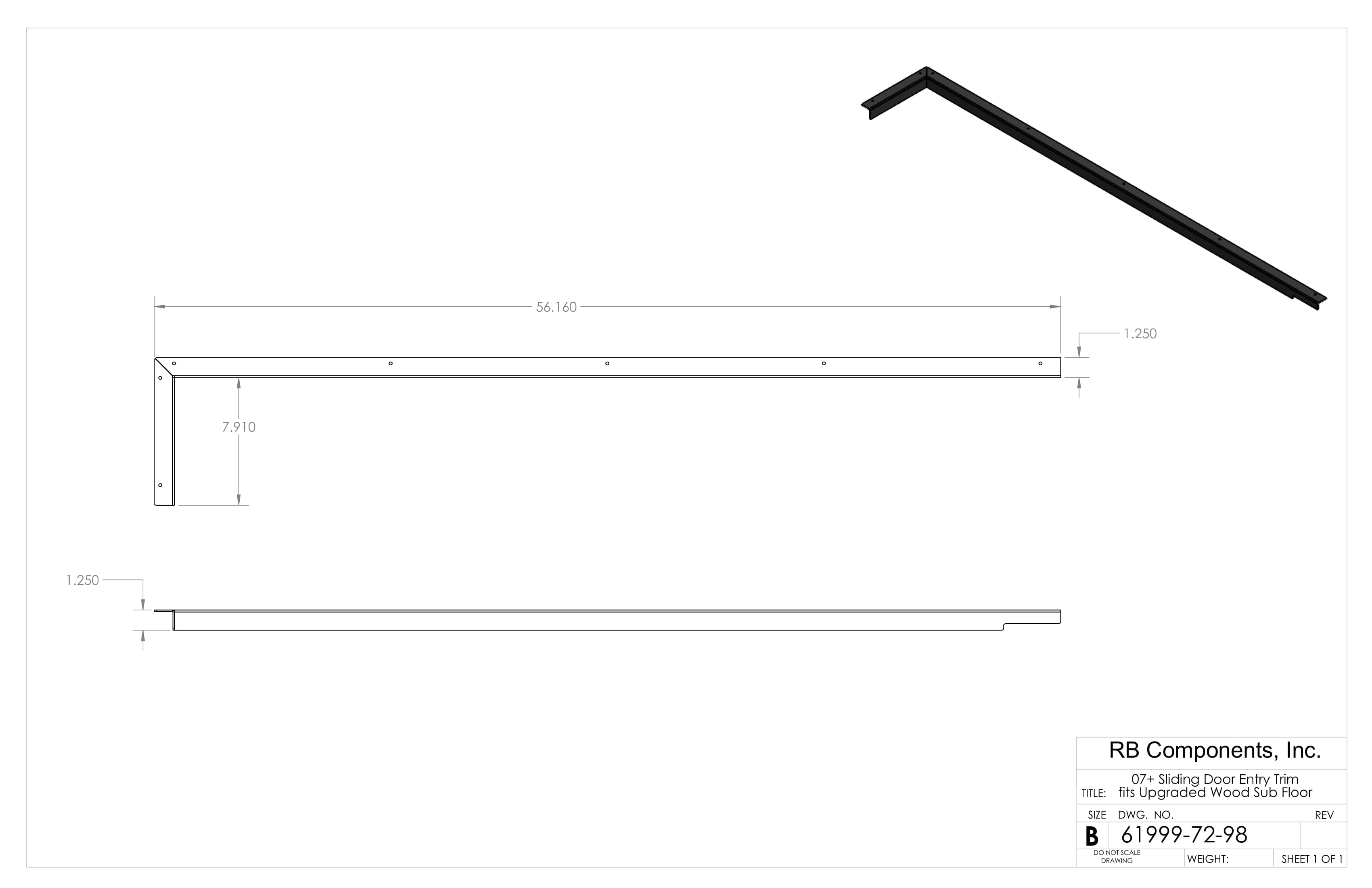 RB Components 2007+ Sprinter Van Sliding Door Step Entry Trim - Fits W/ Upgraded 3/4" Sub Floor