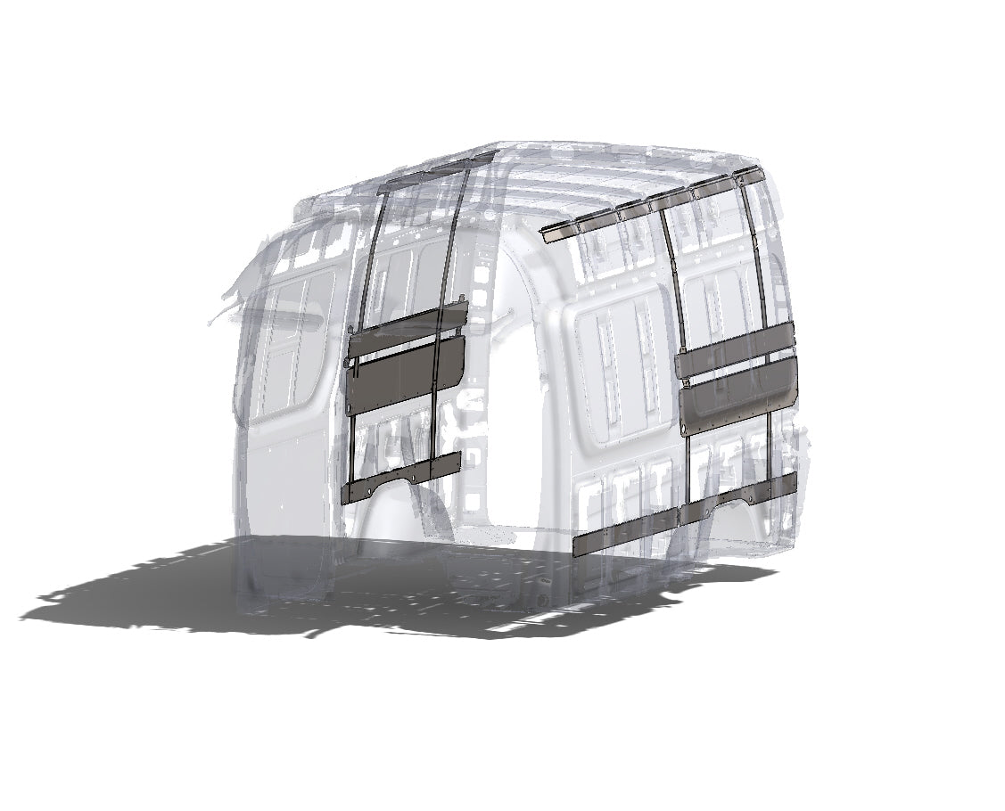 RB Components 2007+ Sprinter Van 144 - 36"-38" High Panel Bed Wall Brace Kit