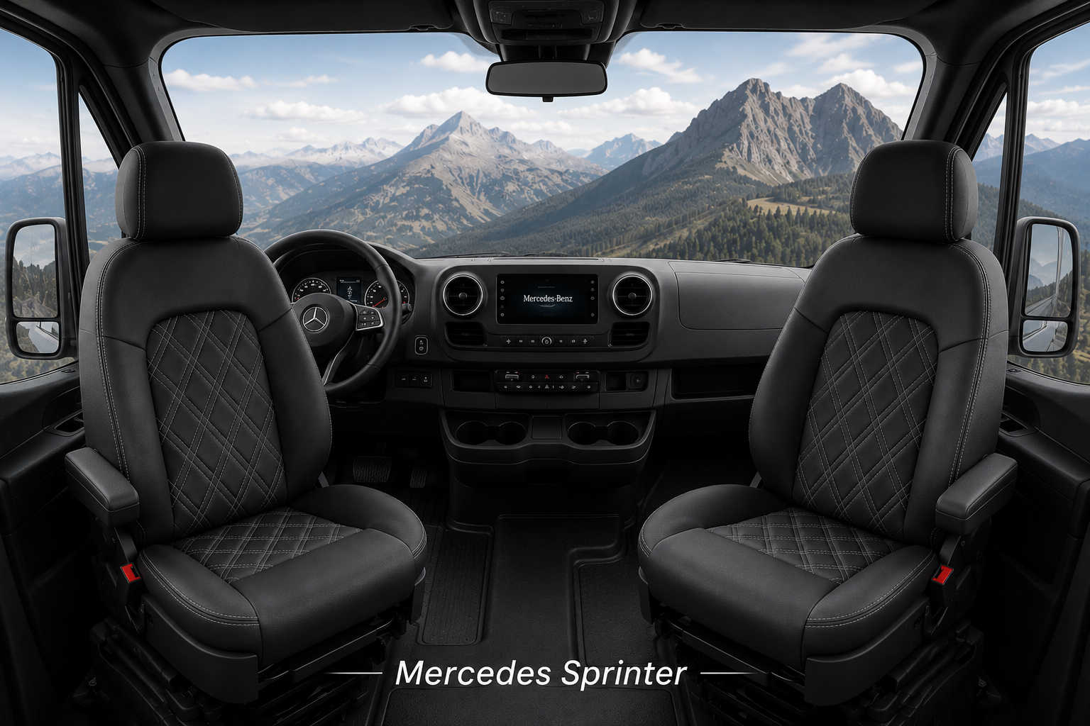 Mercedes Sprinter 1st Row Seat Covers with 2 Arms / Side Airbags - 2019-2026