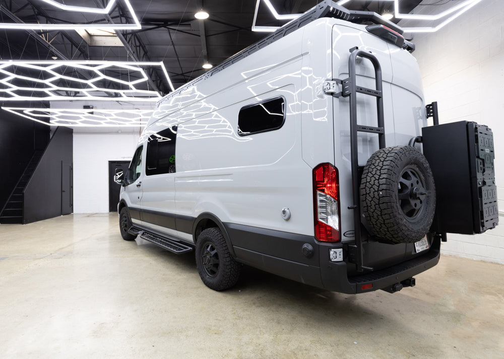 Rover Vans Tire Carrier & Ladder Combo for Ford Transit