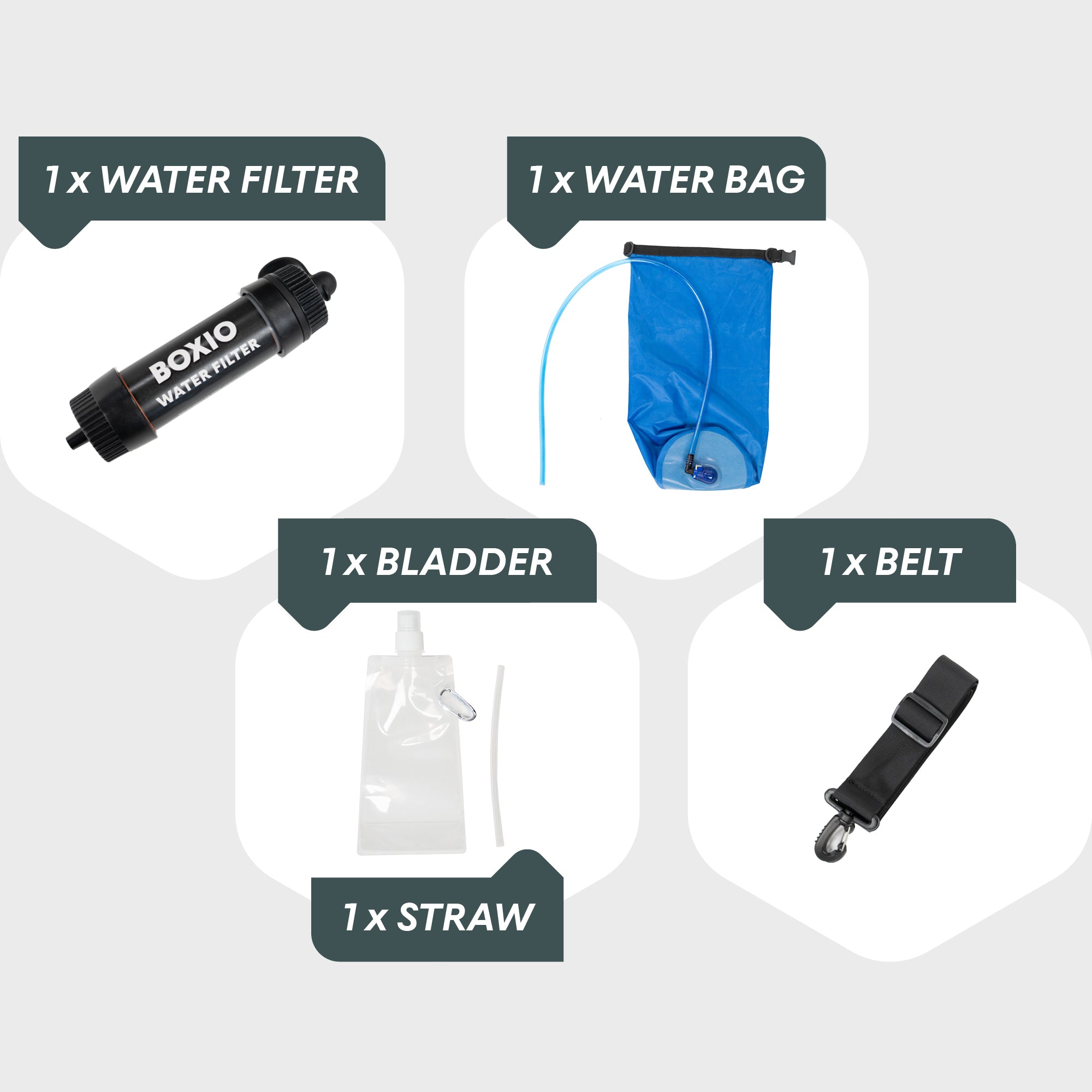 Boxio Water Filter System - 1.32 gal Water Bag