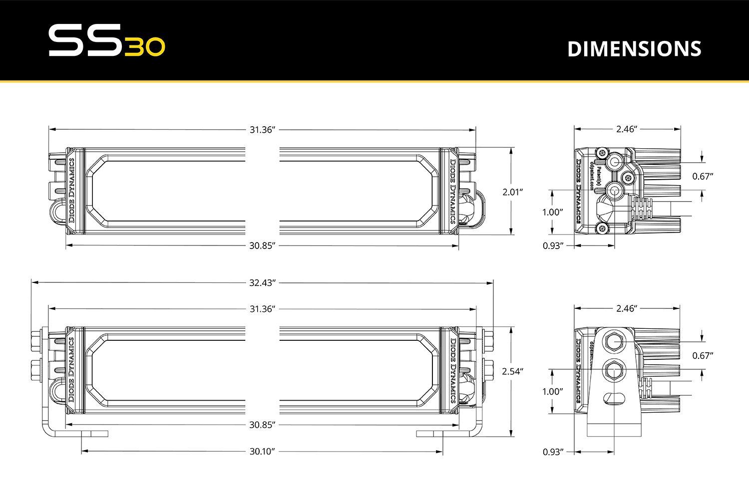 Diode Dynamics SS30 Sport DC Combo Standard MBL-9