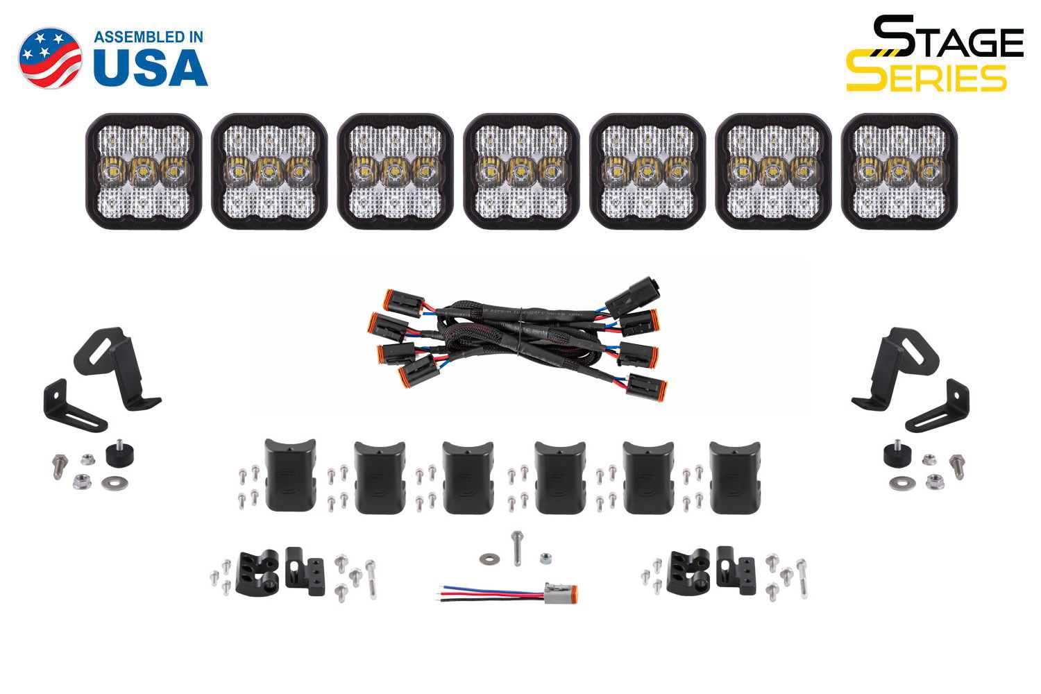 Diode Dynamics SS5 Sport Universal CrossLink 7-Pod Lightbar Yellow Combo-6