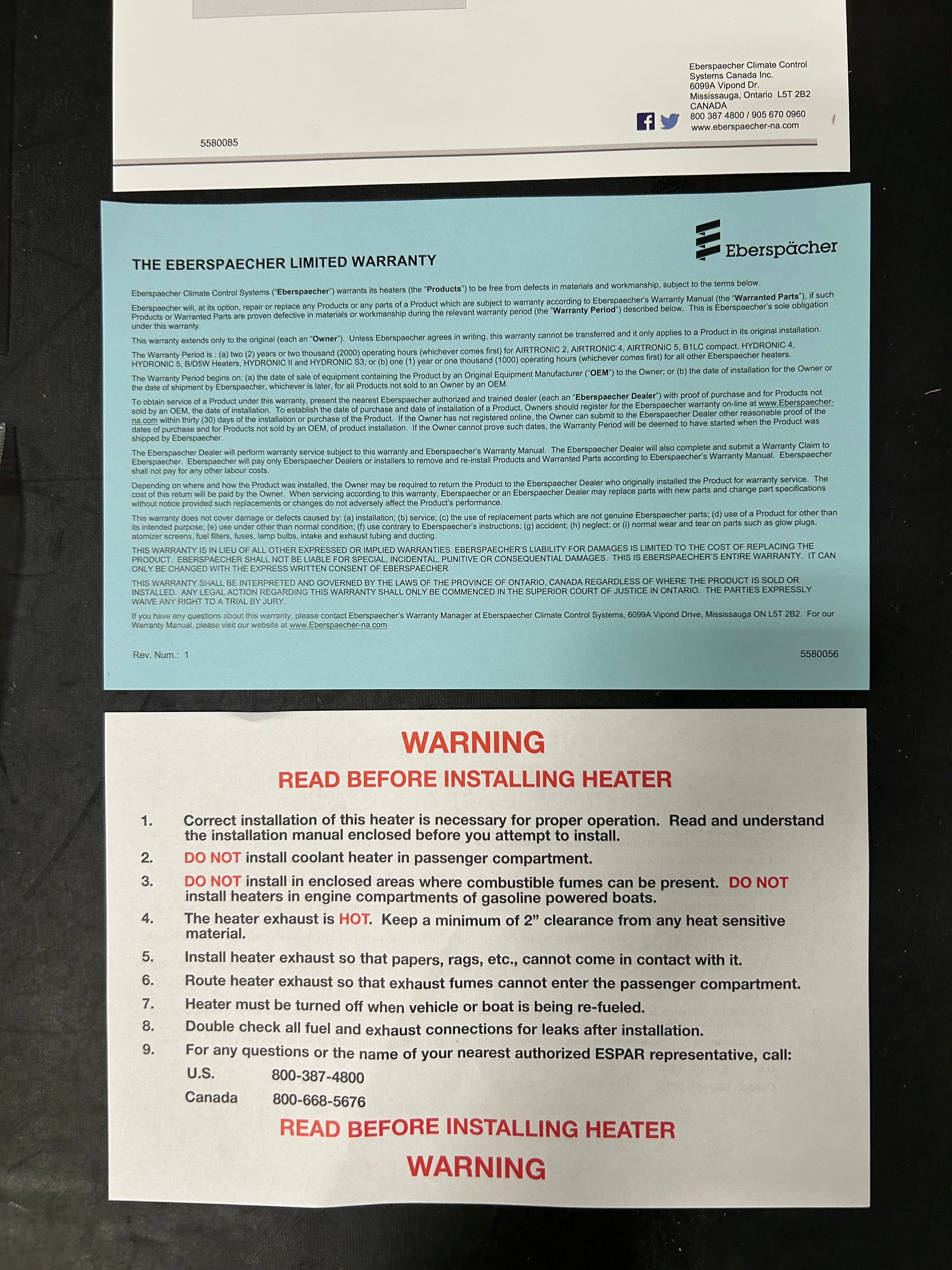 Espar AS3 B2L 12V Heater- Full Kit (Gasoline)