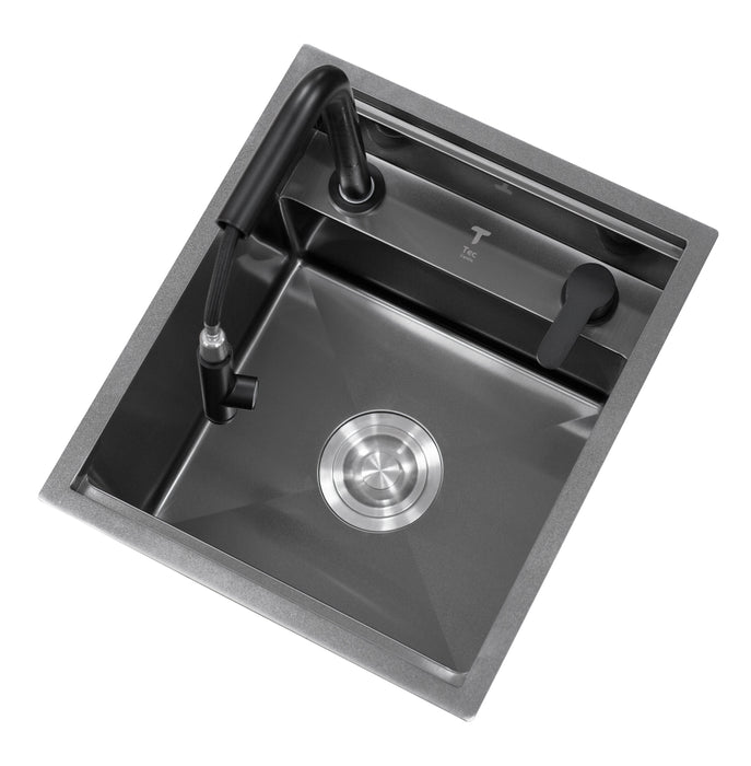 Space-Saving Camper Van/Truck RV Sink - Black Stainless Steel with Hideaway Faucet