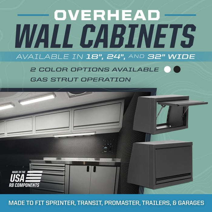RB Components Sprinter Van Overhead Cabinet, 16"H x 14"D x 24"W