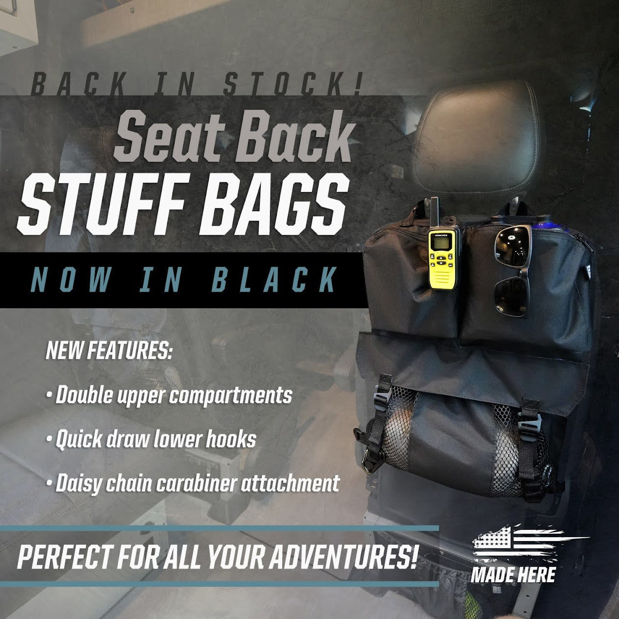RB Components Front Seat Backpack Stuff Bag