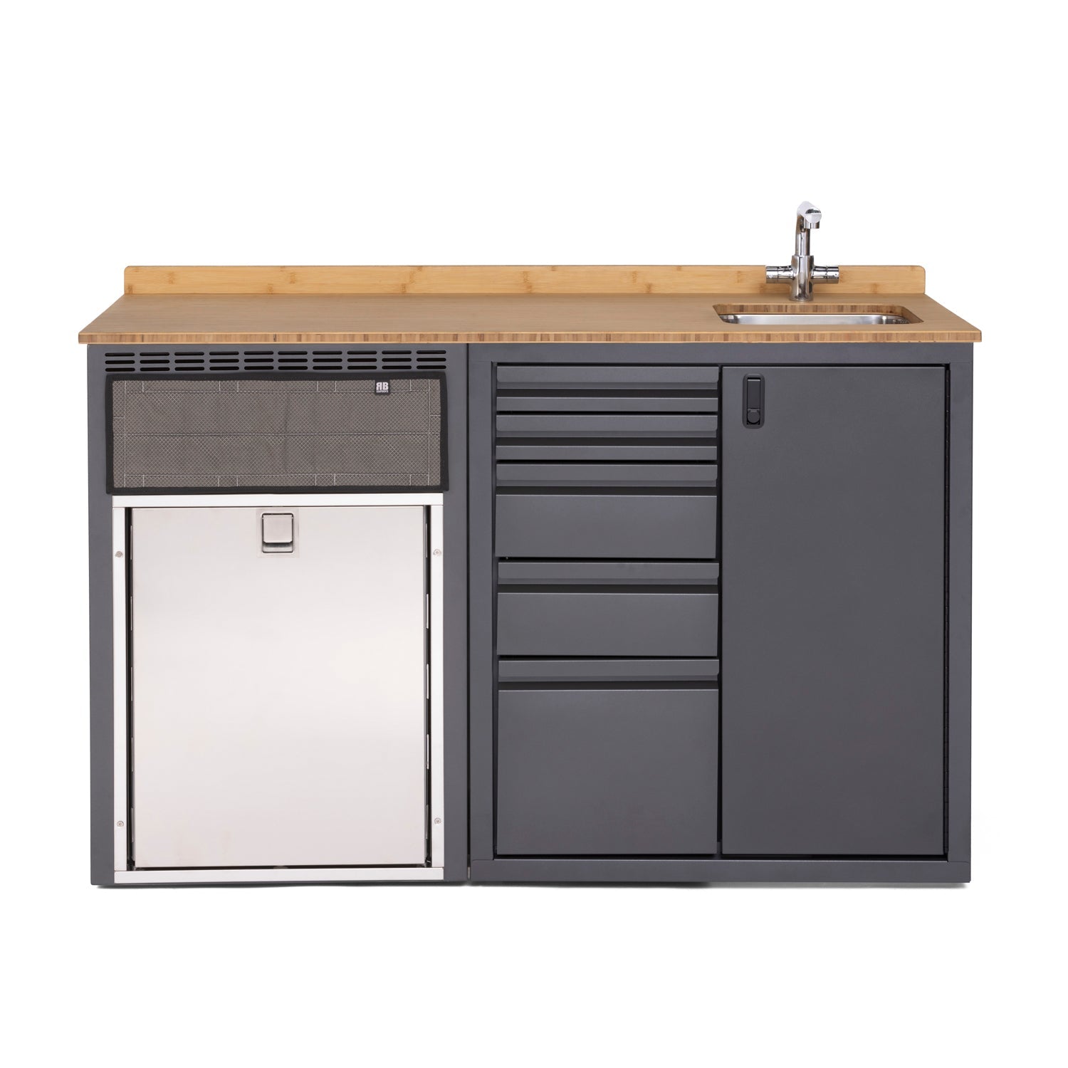 RB Components 56in Galley - Isotherm 85 Fridge Base Cabinet - Drawer System