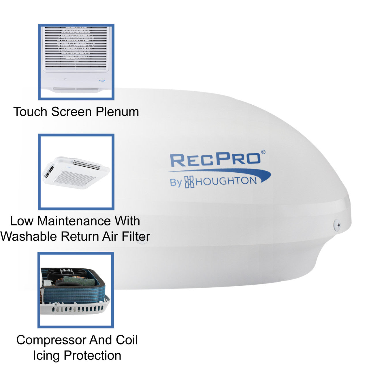 RecPro 48V RV Air Conditioner with Heat Pump - 13,500 BTU