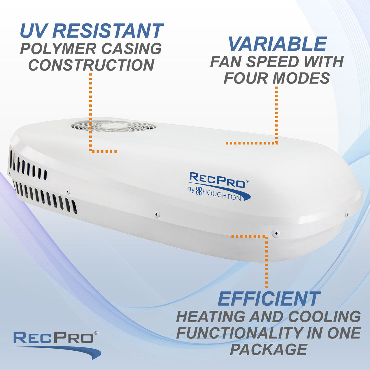 RecPro 48V RV Air Conditioner with Heat Pump - 13,500 BTU