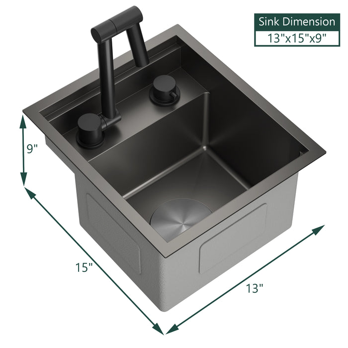 TORVA 13 X 15 Inch Undermount Sink With Built-In Foldable Faucet