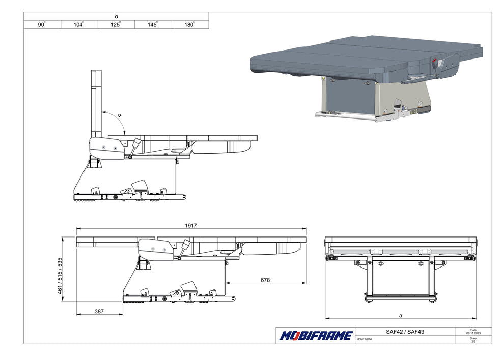 MobiFrame SAF42/43 Seat Bed