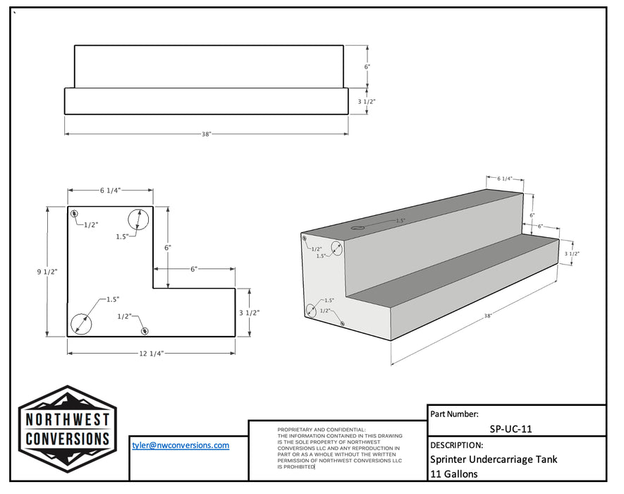 Northwest Conversions 11 Gallon Undercarriage Water Tank