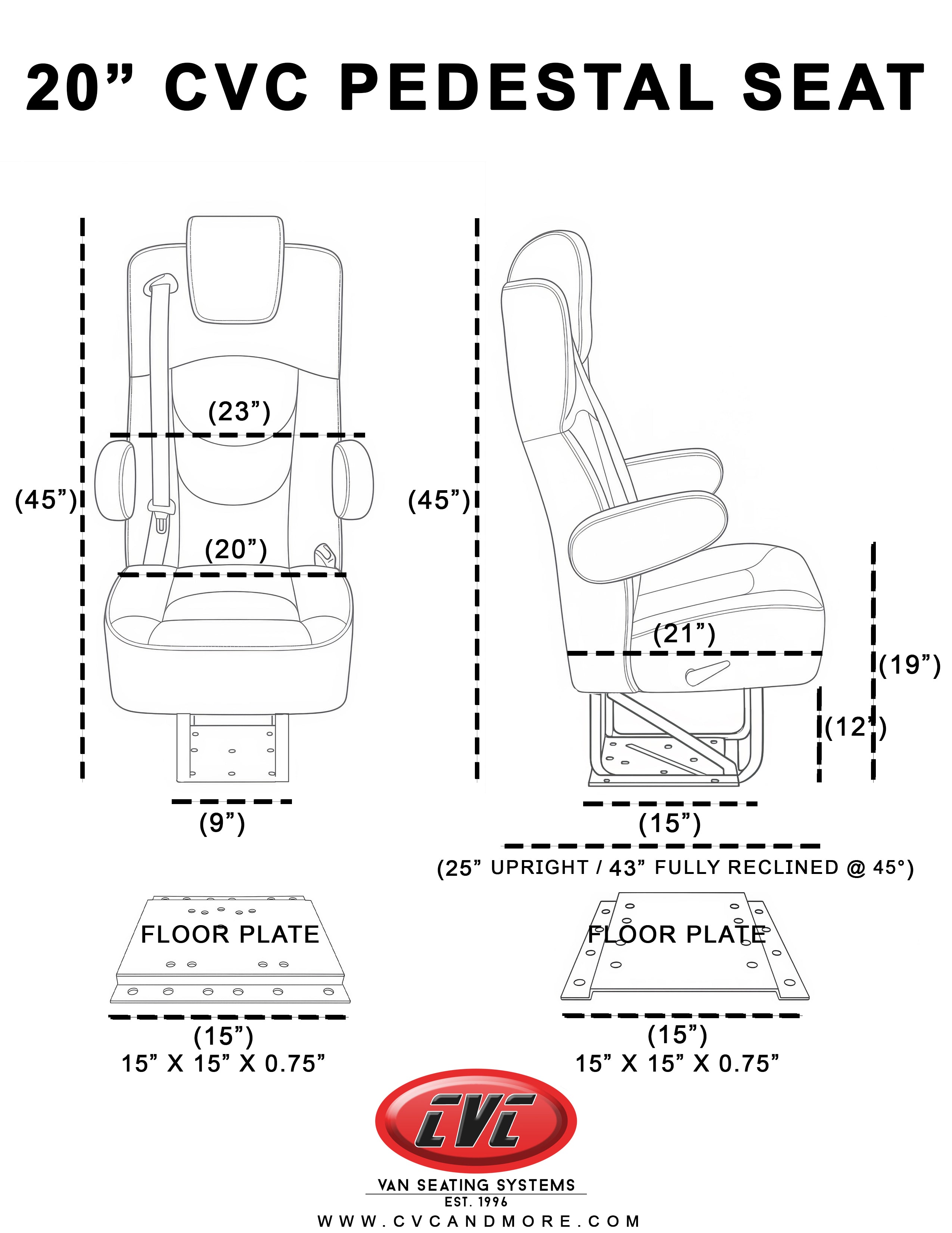 CVC 20” VIP Class Captain Seat - Pedestal Base
