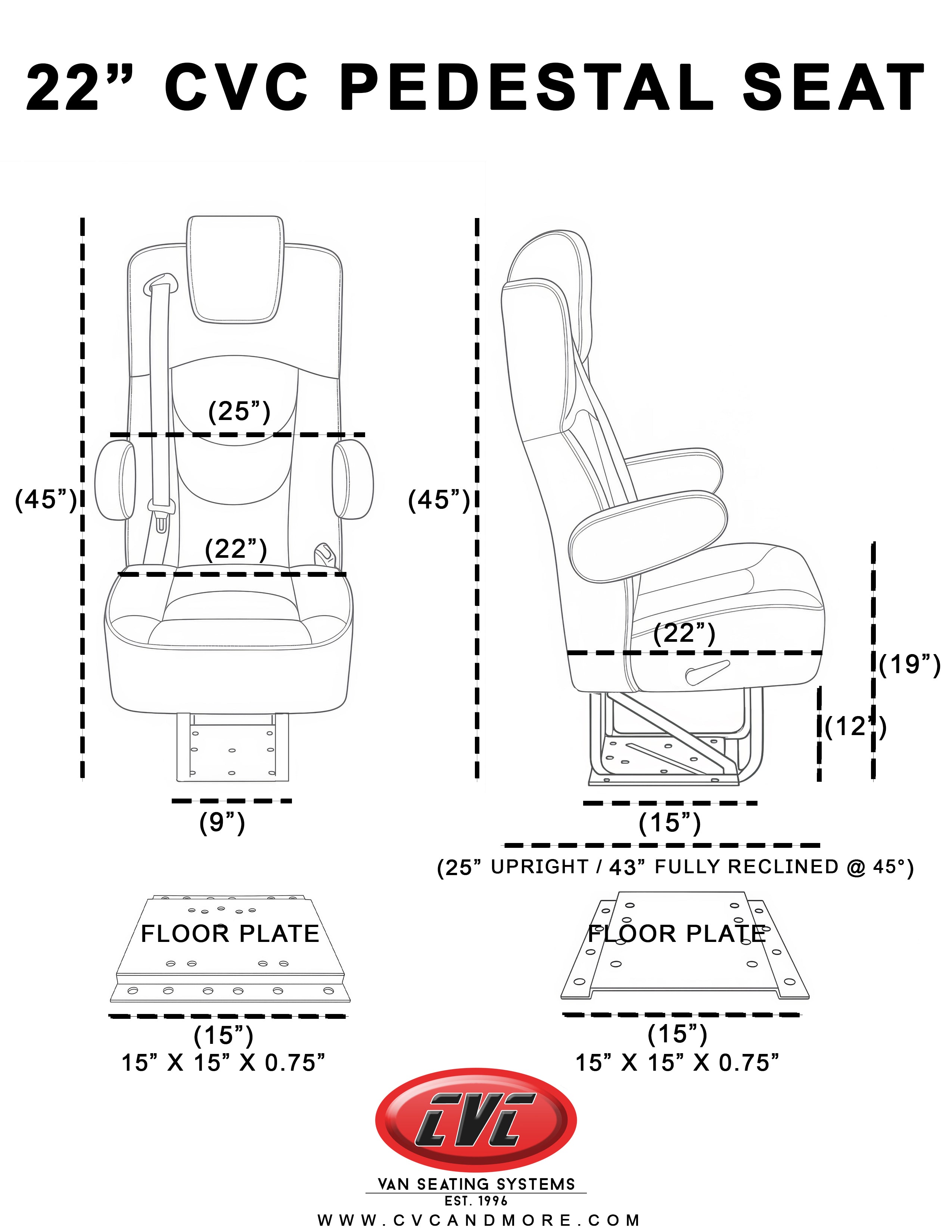 CVC 22” Super VIP Captain Seat - Pedestal Base