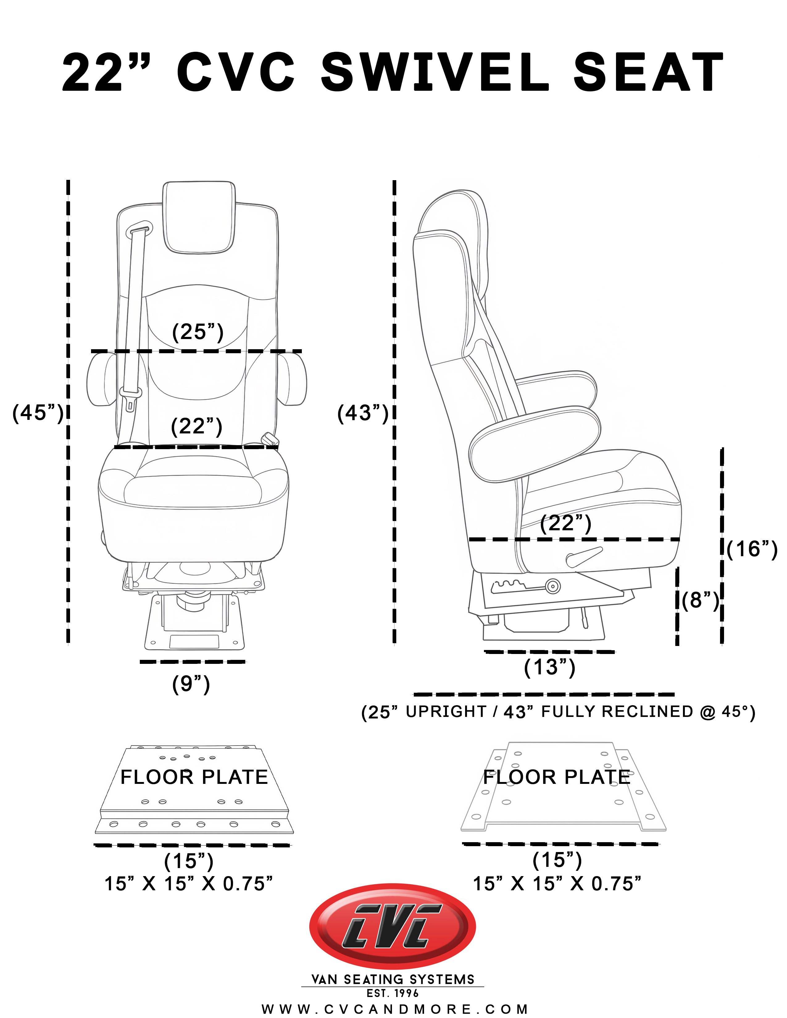 CVC 22” Super VIP Captain Seat - Swivel Base
