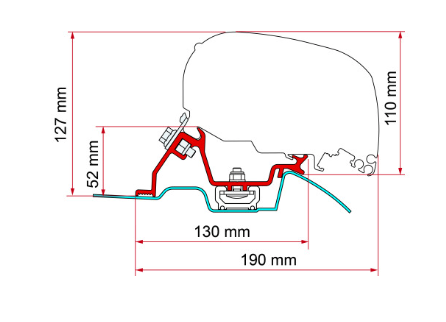 Fiamma F65s/F80s Awning Mounting Bracket - Mercedes Sprinter with Roof Rails