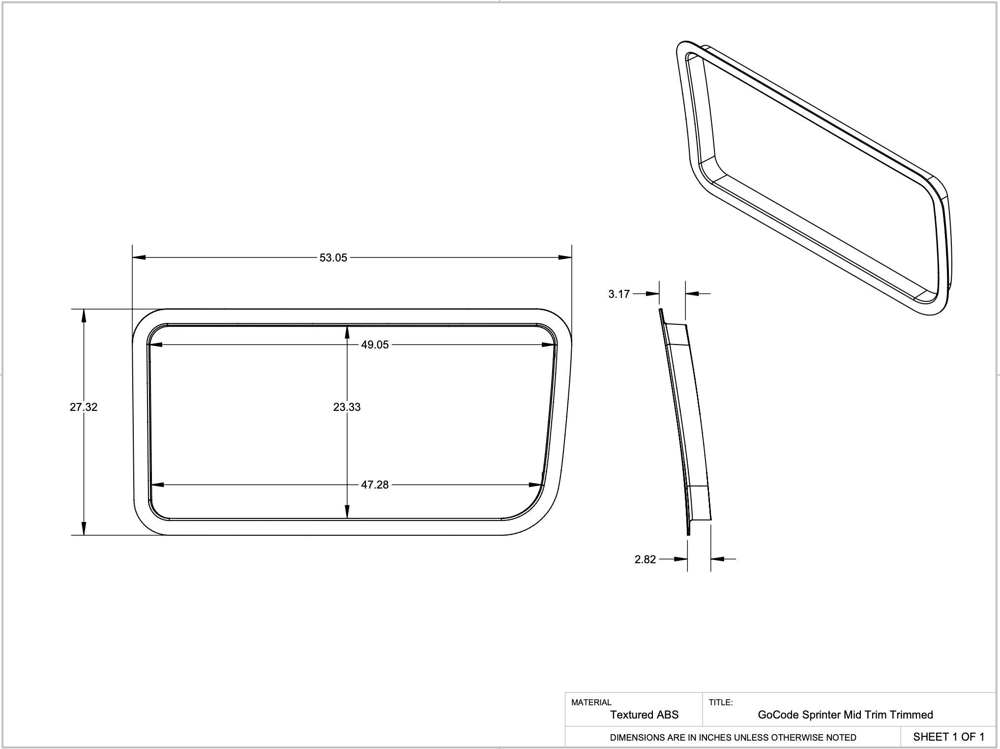 GoCode Mercedes Sprinter Universal Driver Mid Trim Ring