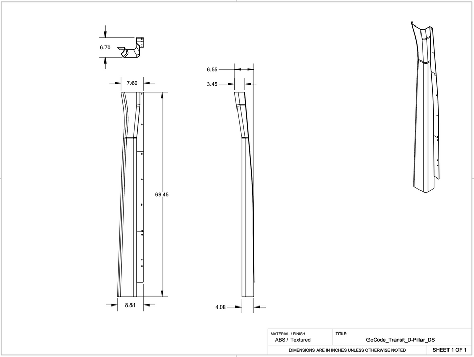 Ford Transit D Pillar Trim Kit