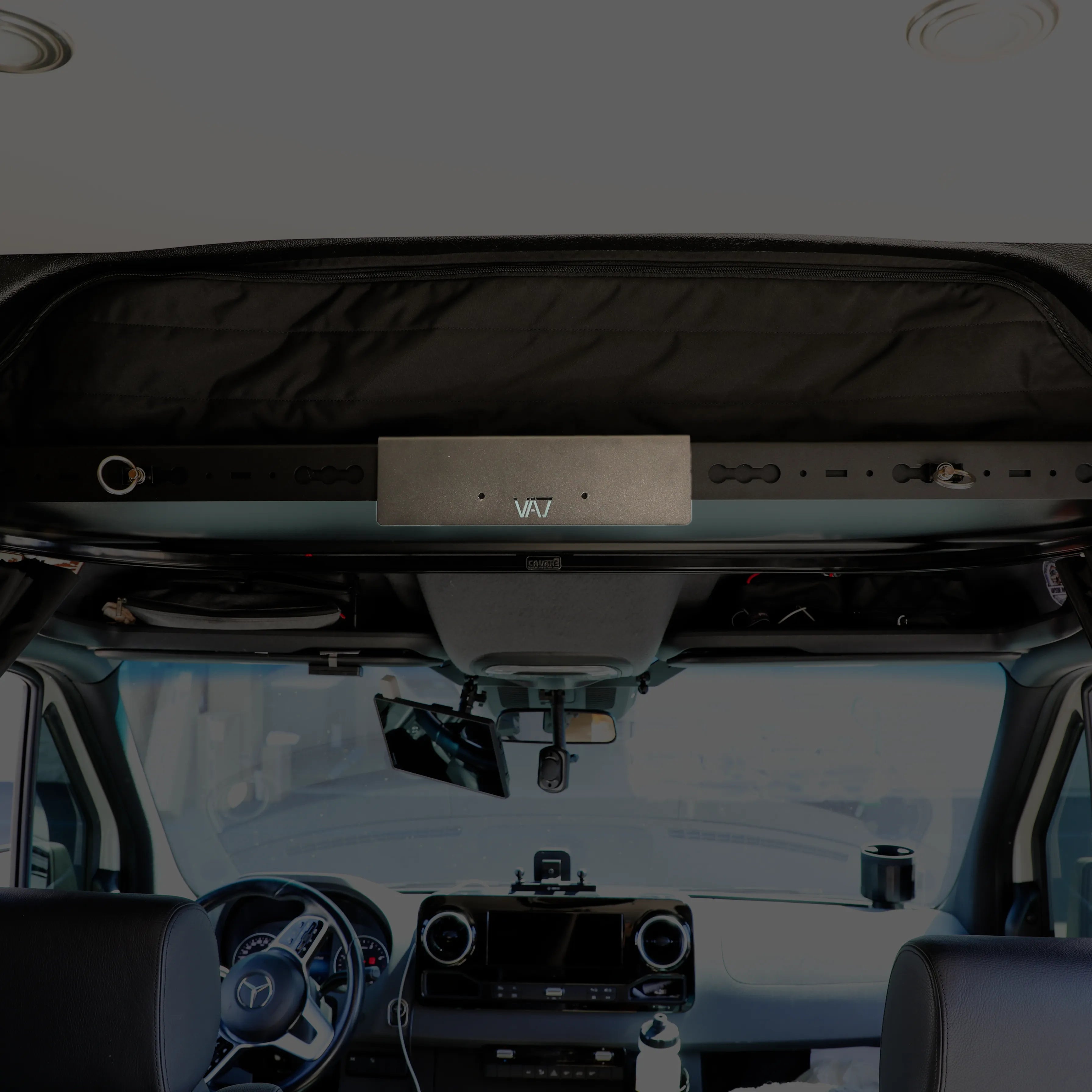Canyon Adventure Vans Cab Shelf TV Bracket