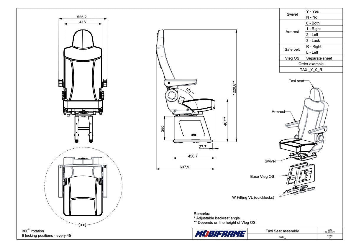 MobiFrame Taxi Clip Seat