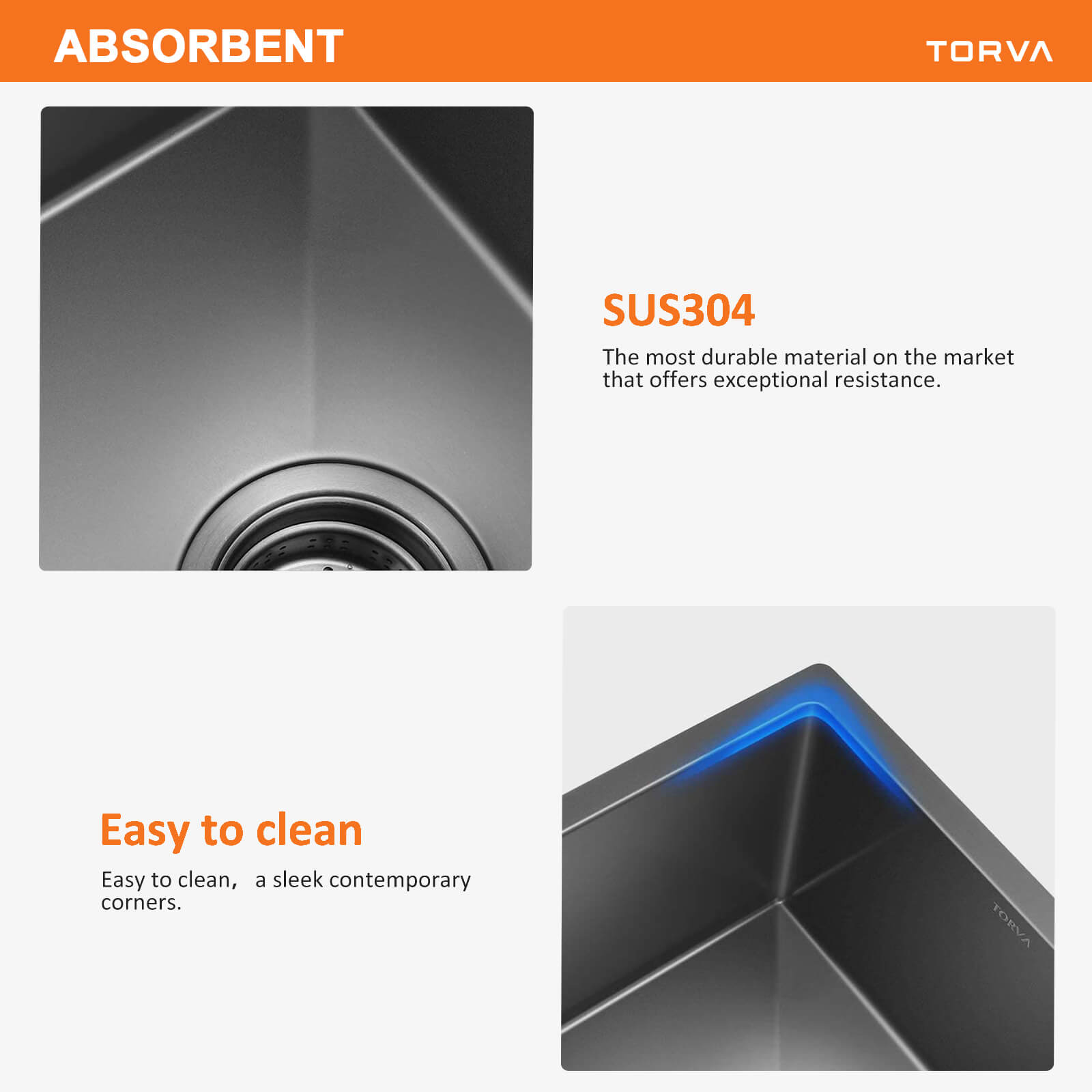 TORVA 14-inch Undermount Sink – Black Stainless Steel