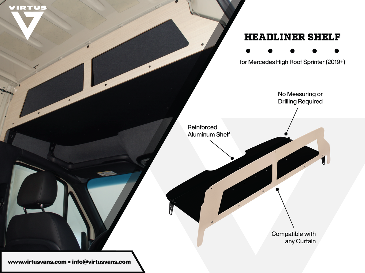 Virtus Vans Headliner Shelf for Mercedes Sprinter Vans (2019+)