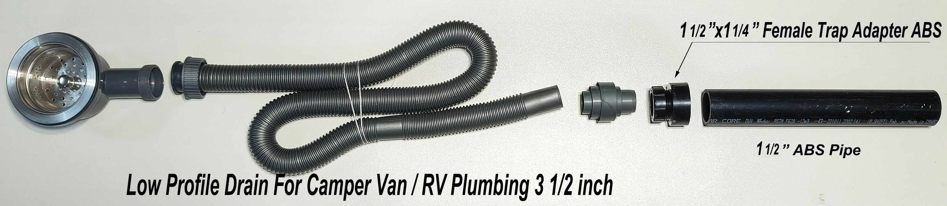 Low Profile Drain For Camper Van / RV Plumbing 3 1/2 inch