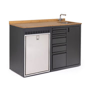 RB Components 56in Galley - Isotherm 130 Fridge Base Cabinet - Drawer System