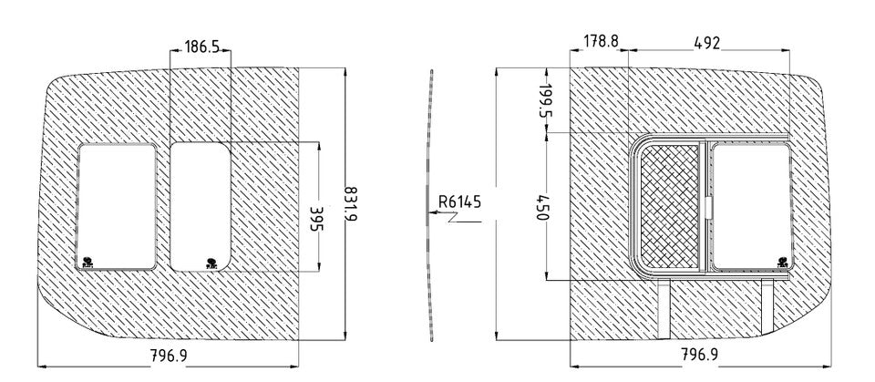 VWD 2019+ Mercedes Sprinter Driver Side Rear Door Slider Window (SL119-SE)