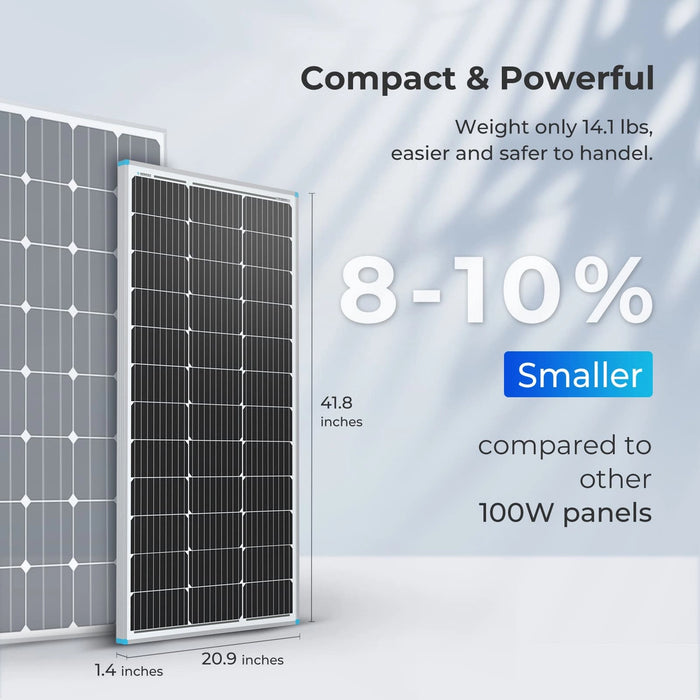 Renogy 100 Watt 12 Volt Monocrystalline Solar Panel (Compact Design)