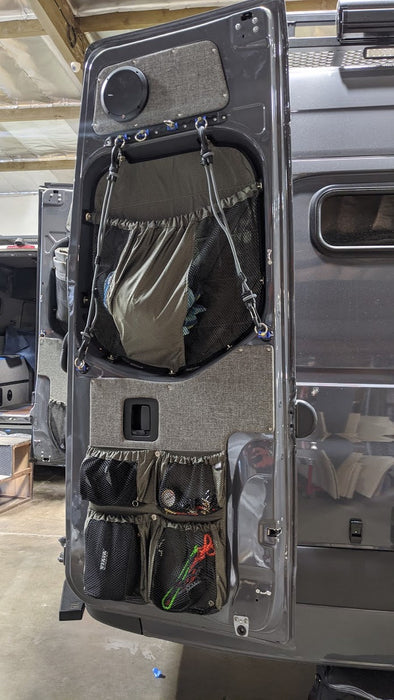 RB Components 2019+ Sprinter Fabric Rear Lower Door Stuff Bag Multi Compartment Van Land