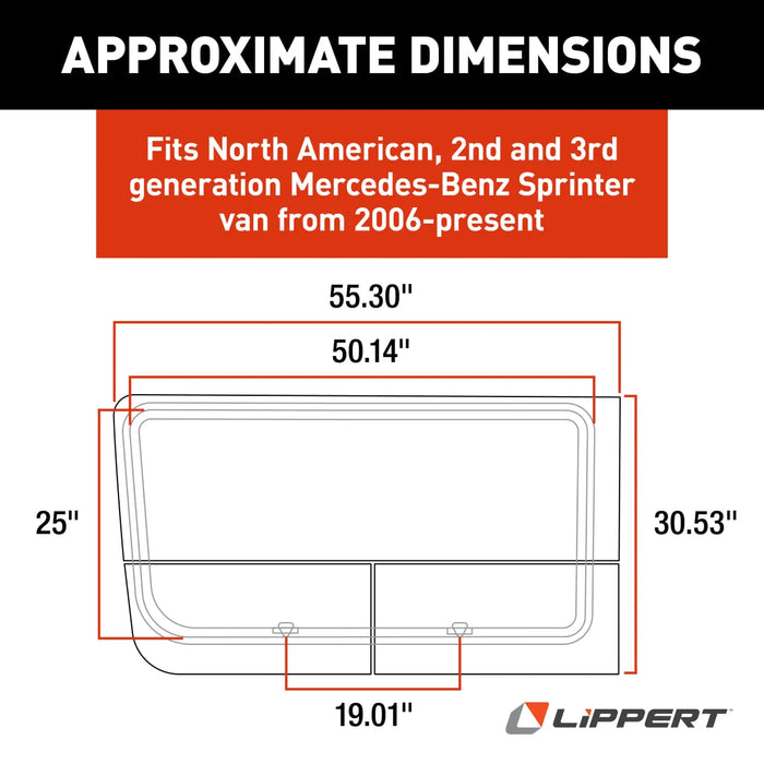 Lippert Sprinter Double Vent Window - Forward Driver Side for 144" and 170"